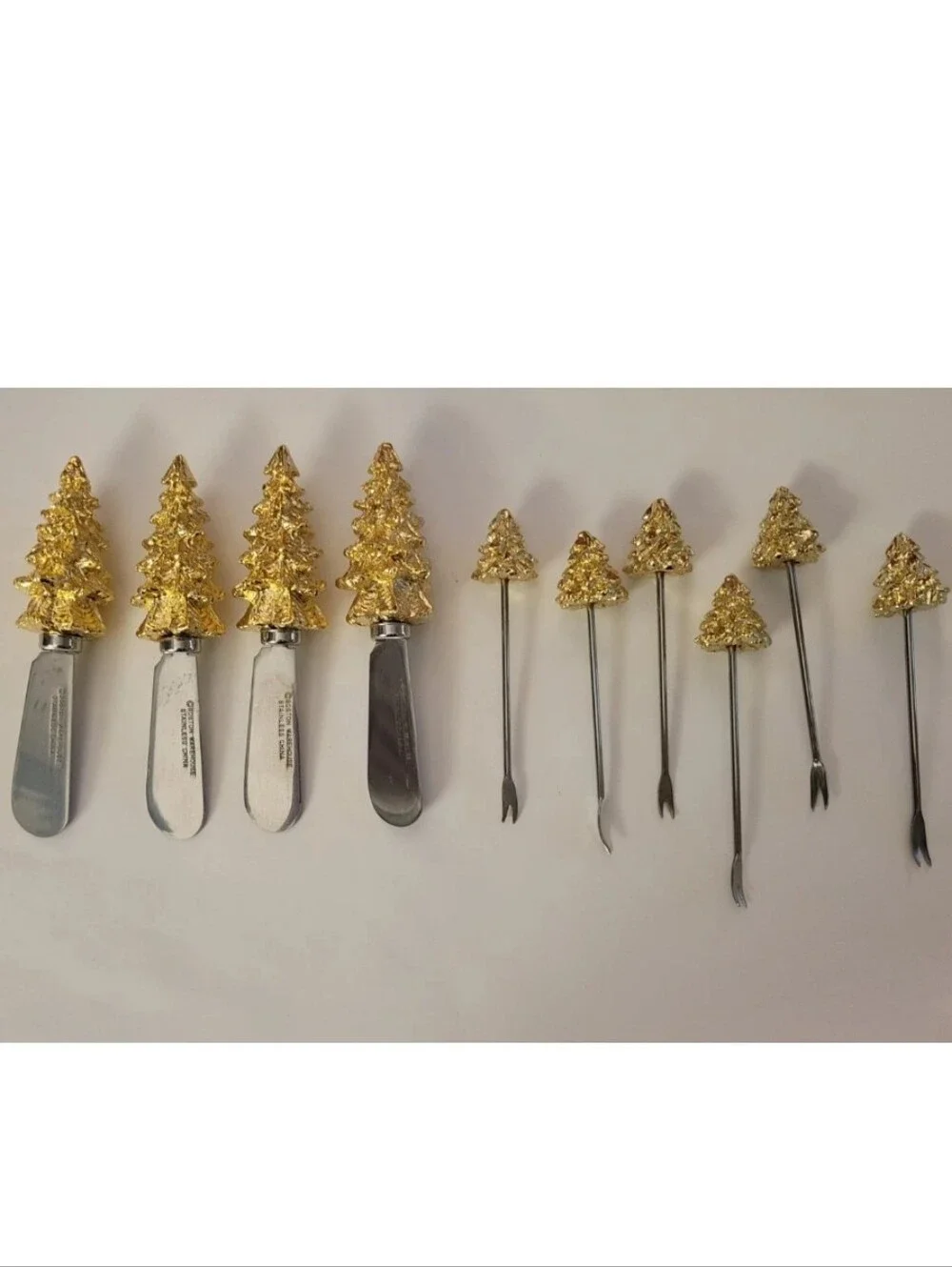 Boston Warehouse Charcuterie Set Cocktail Picks Gold Christmas Tree Stainless